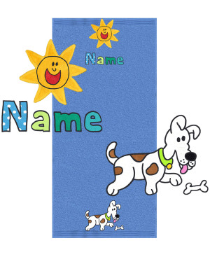 Grosses Baby-Badtuch mit Namen, Motiv und Sonne