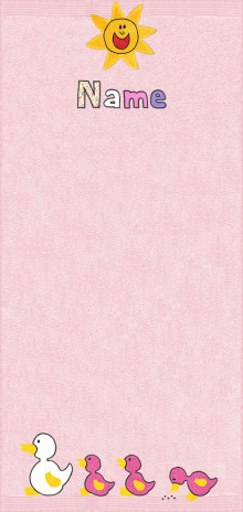 Quakende Enten auf rosa