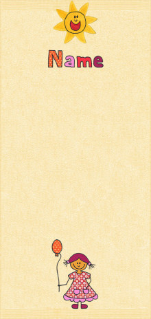 Fröhliches Mädchen auf abricot