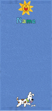 Hund Flecki auf azur