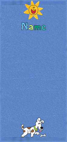 Hund Flecki auf azur