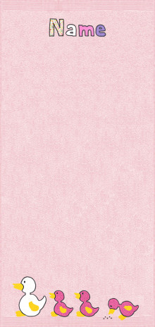 Quakende Enten auf rosa