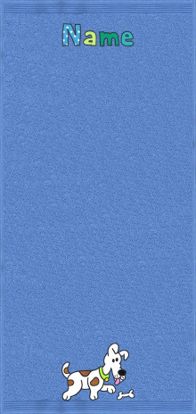 Hund Flecki auf azur