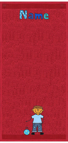 Fröhlicher Knabe auf bordeaux