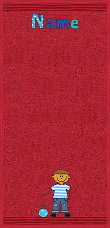 Fröhlicher Knabe auf bordeaux