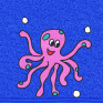 Tanzender Tintenfisch auf königsblau