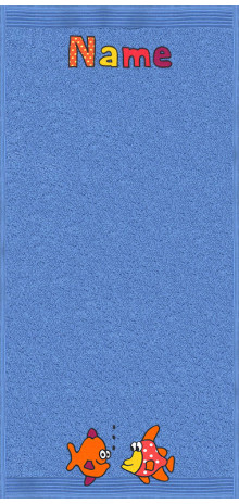 Blubbernde Fische auf azur