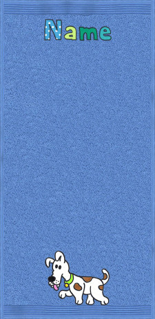 Hund Flecki auf azur