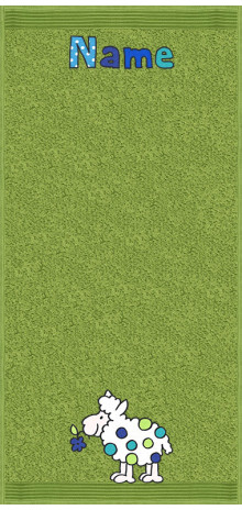 Wolliges Schaf auf moosgrün