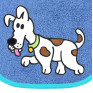 Hund Flecki auf azur