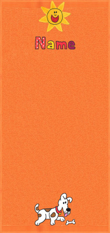 Hund Flecki auf orange