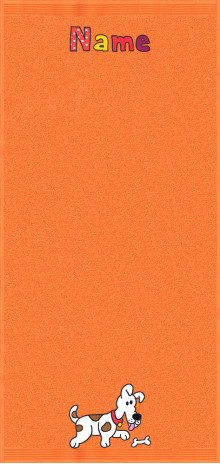 Hund Flecki auf orange