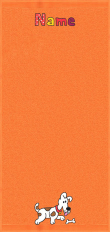 Hund Flecki auf orange