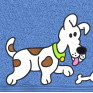 Hund Flecki auf azur